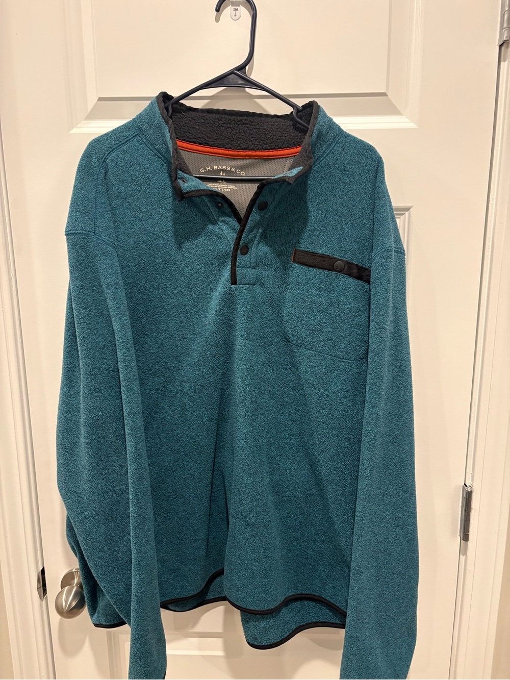 G.H. Bass & Co. Teal Pullover Zip-Neck Sweater with Black Trim